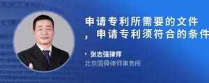 申请专利所需要的文件,申请专利须符合的条件