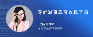 寻衅滋事罪可以私了吗