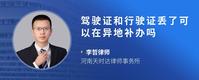 驾驶证和行驶证丢了可以在异地补办吗