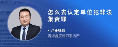 怎么去认定单位犯非法集资罪