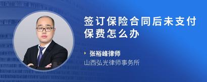 签订保险合同后未支付保费怎么办