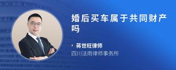 婚后买车属于共同财产吗