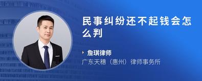 民事糾紛還不起錢(qián)會(huì)怎么判-詹琪律師