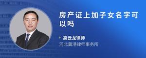 房产证上加子女名字可以吗