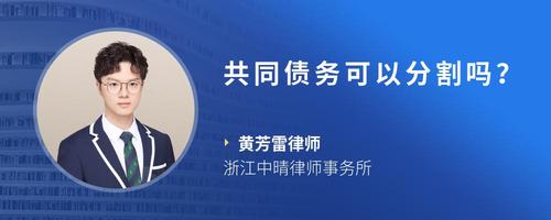 共同债务可以分割吗？