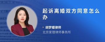 起诉离婚双方同意怎么办